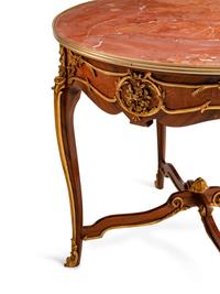 A Pair of Louis XV Style Gilt-Bronze-Mounted Kingwood Tables de Milieu