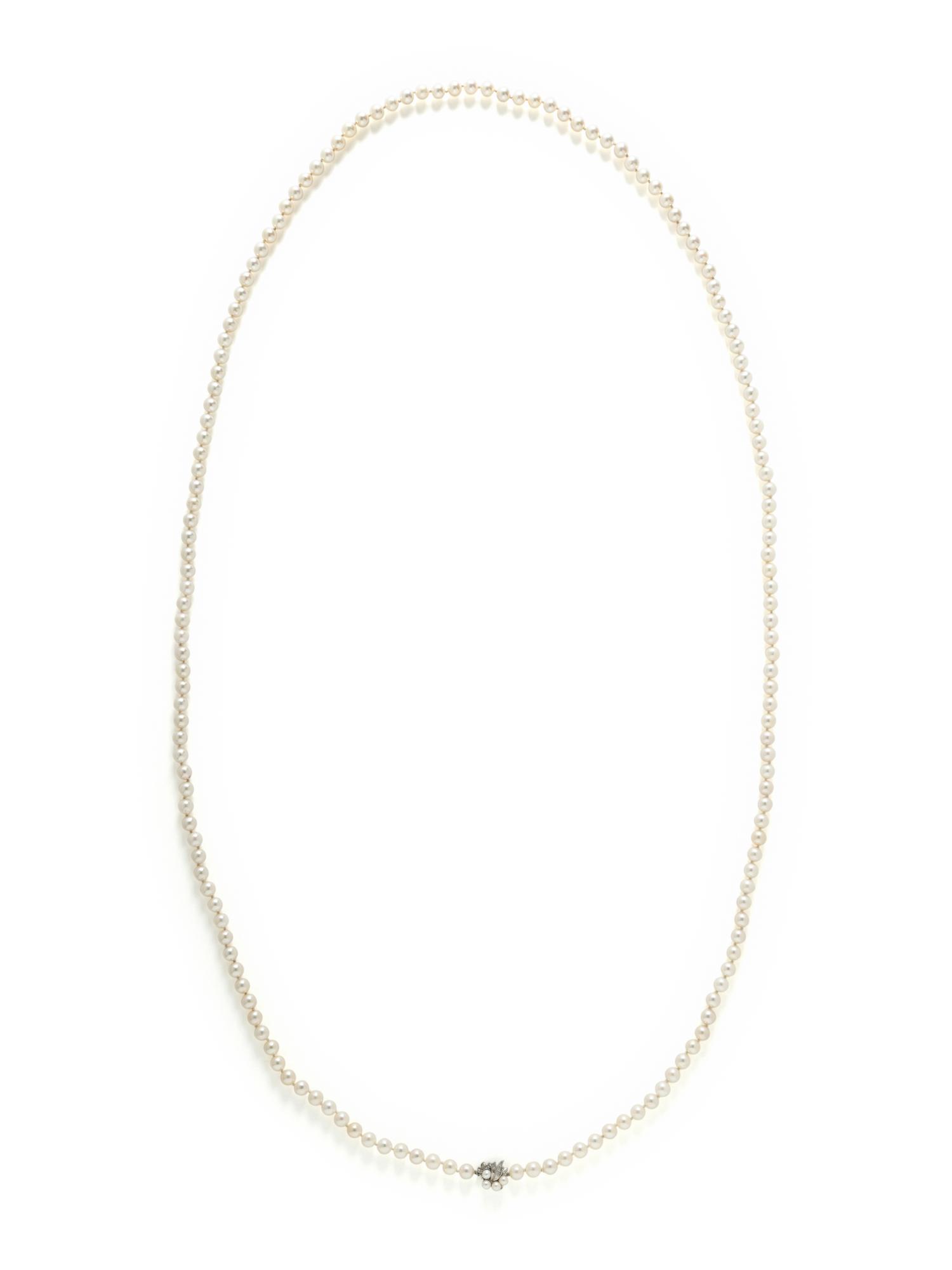 CULTURED PEARL AND DIAMOND NECKLACE