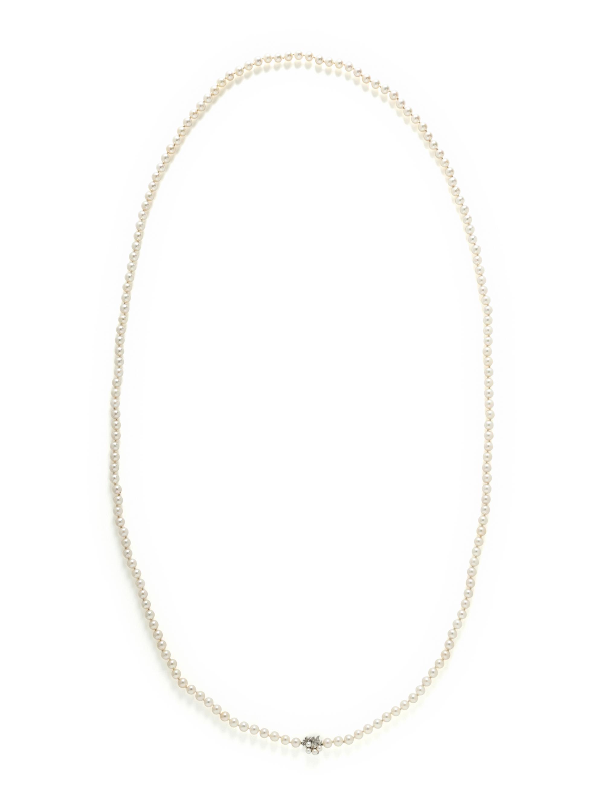 CULTURED PEARL AND DIAMOND NECKLACE