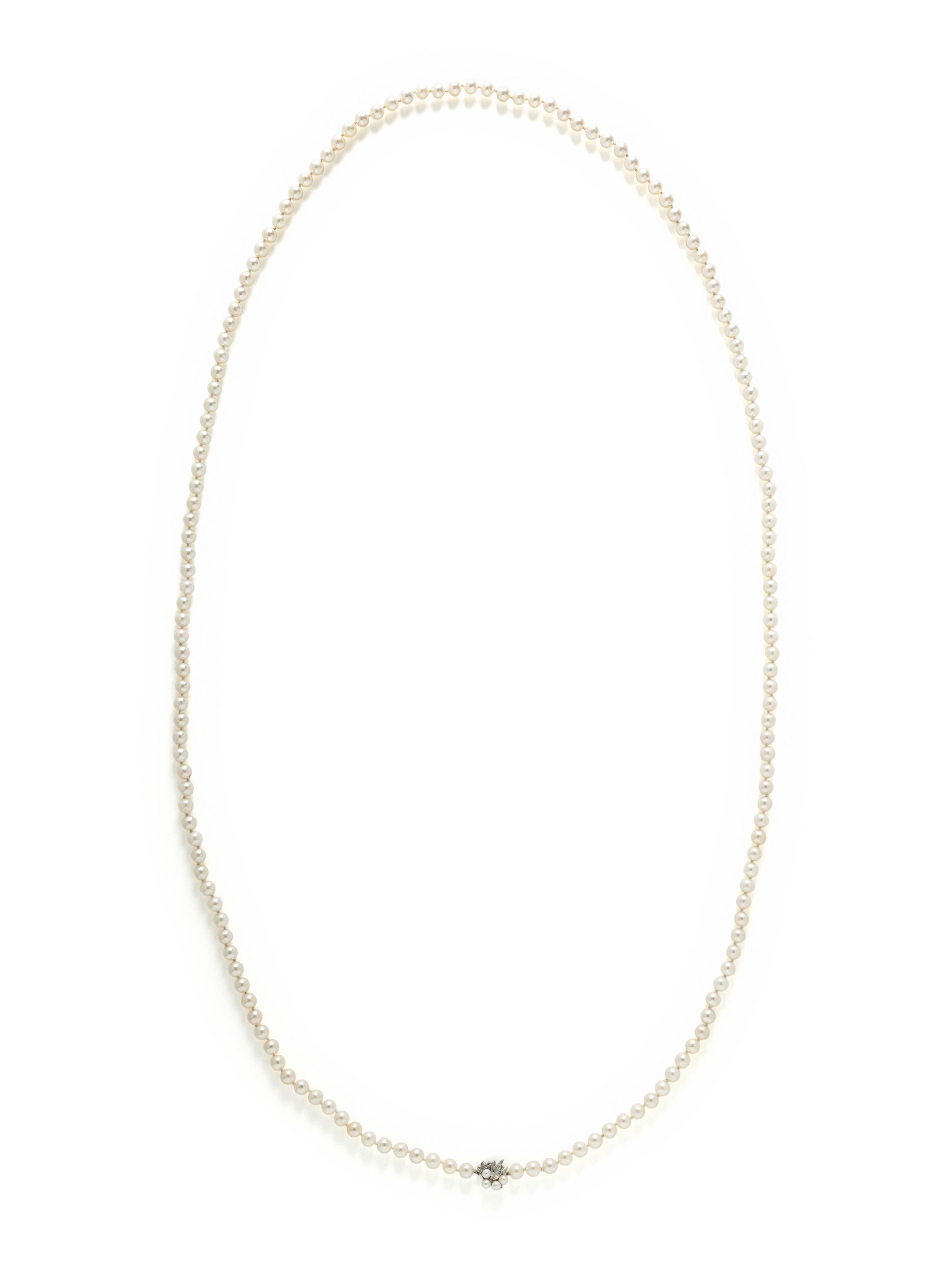 CULTURED PEARL AND DIAMOND NECKLACE