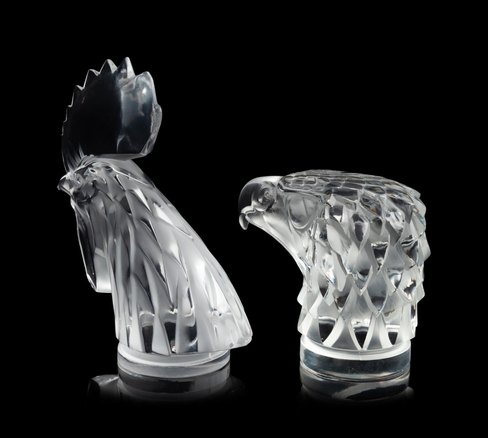 Two Lalique Molded and Frosted Glass Mascots