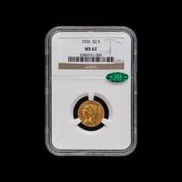 A 1926 Indian Head $2.50 Gold Coin [NGC MS62: CAC Green Sticker]