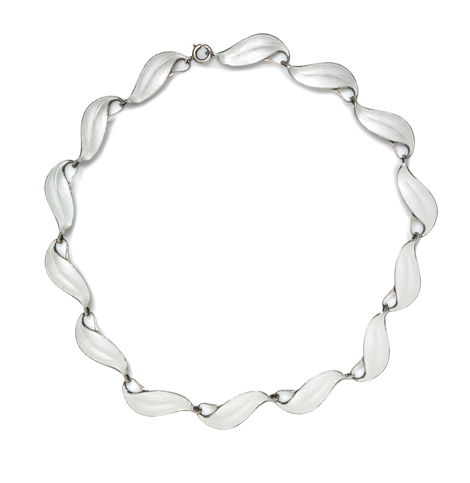 A Sterling Silver and Enamel Leaf Motif Necklace, Finn Jensen, 20.80 dwts.