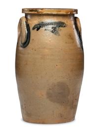 A Moore and Colvin Three-Gallon Ovoid Stoneware Crock