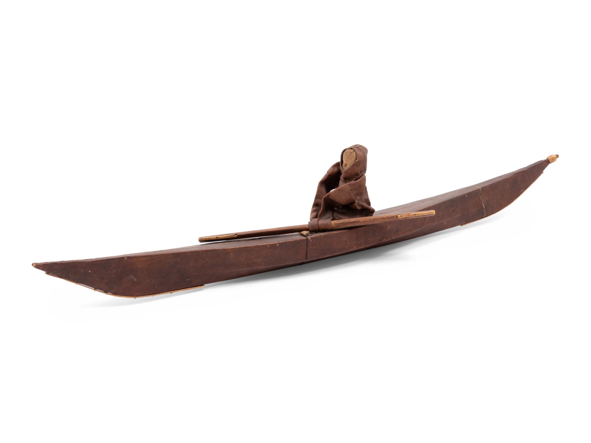 Miniature Haida Canoe and Inuit Kayak