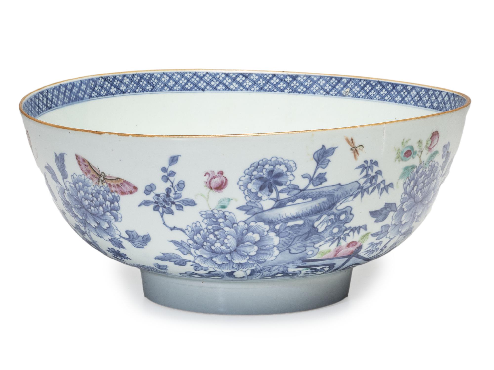 A Chinese Porcelain 'Flower and Butterfly' Punch Bowl