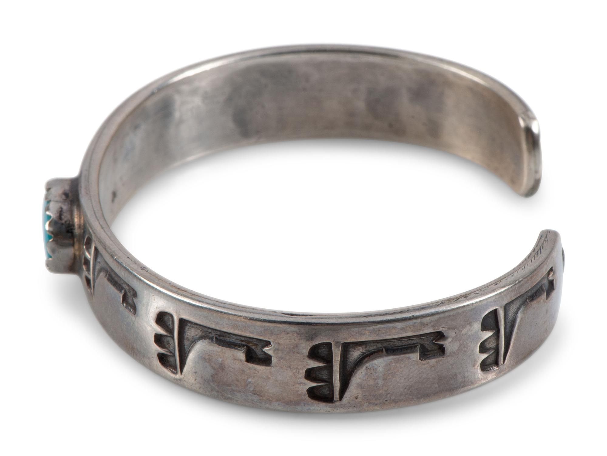 Slender Silver and Turquoise Cuff Bracelet