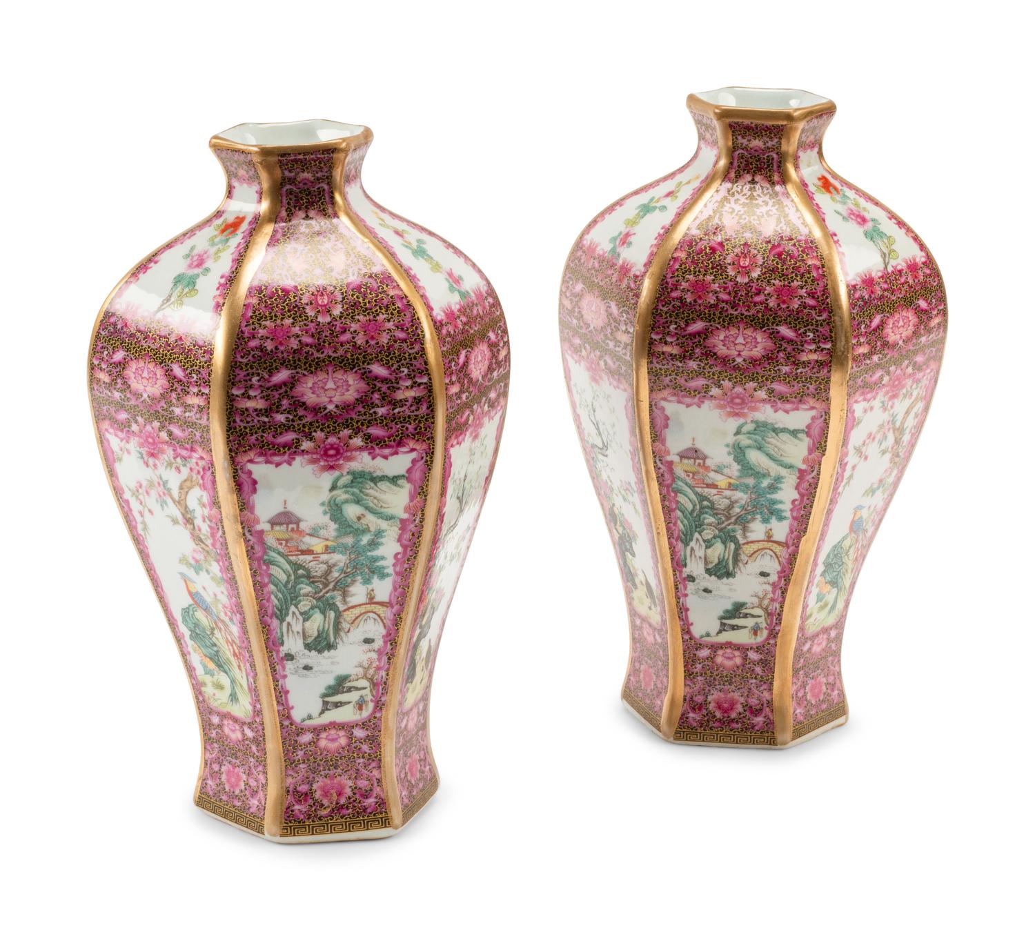 A Pair of Chinese Export Porcelain Vases