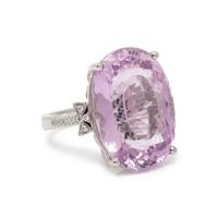KUNZITE, DIAMOND, AND WHITE GOLD RING