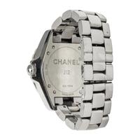 CHANEL, 'J12' CERAMIC AND DIAMOND WATCH, BOX & EXTRA LINKS
