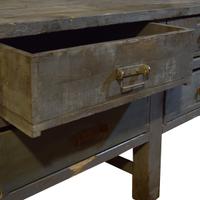 A Painted Eight Drawer Wood Console, from the Moto Guzzi Factory 122" W x 31.25" D x 35.5" H — Italy, 20th Century