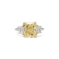 FANCY YELLOW DIAMOND AND DIAMOND RING
