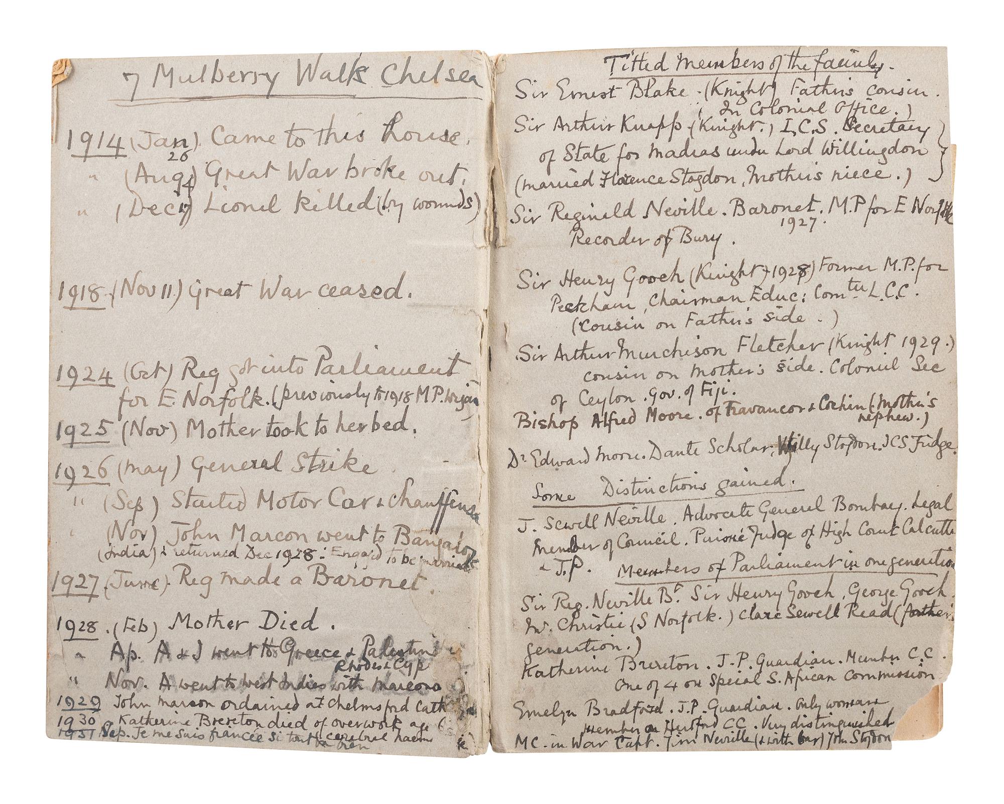 Diary of Rose Neville, 1912-34. A REMARKABLE WOMAN’S PERSPECTIVE OF WORLD WAR I AND WOMEN’S SUFFRAGE