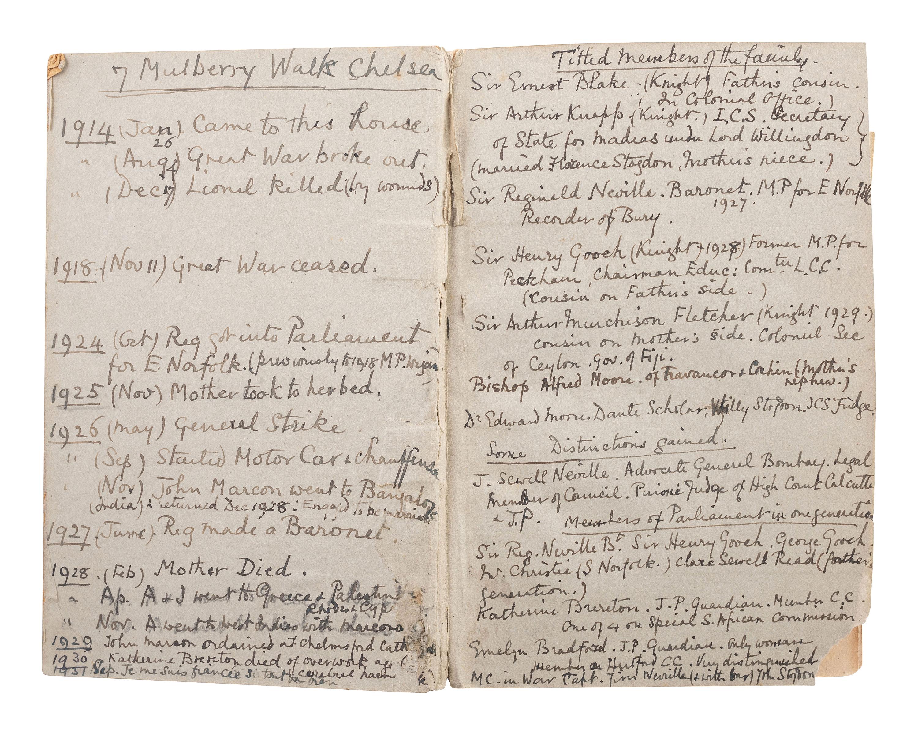 Diary of Rose Neville, 1912-34. A REMARKABLE WOMAN’S PERSPECTIVE OF WORLD WAR I AND WOMEN’S SUFFRAGE