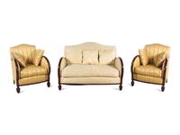 A Neoclassical Brown Lacquered Three-Piece Parlor Suite