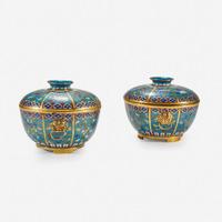 A pair of Chinese cloisonné covered circular bowls 18th/19th Century