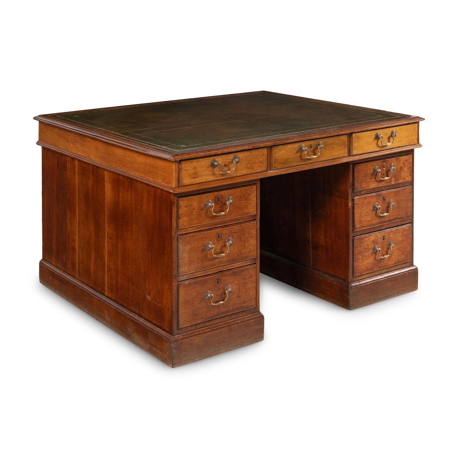 A George III Style Oak Partner's Desk