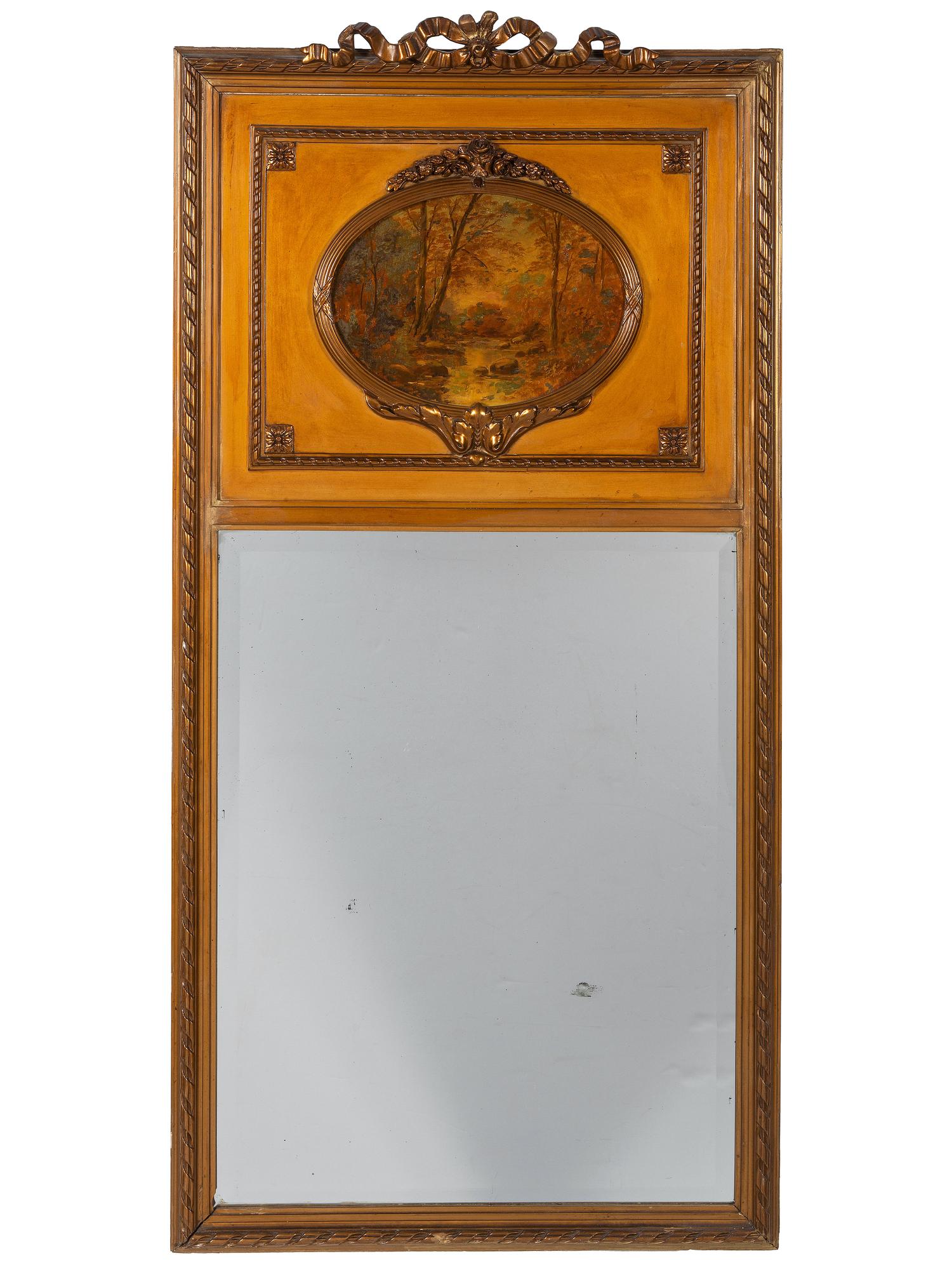 A Trumeau Mirror with Painted Landscape