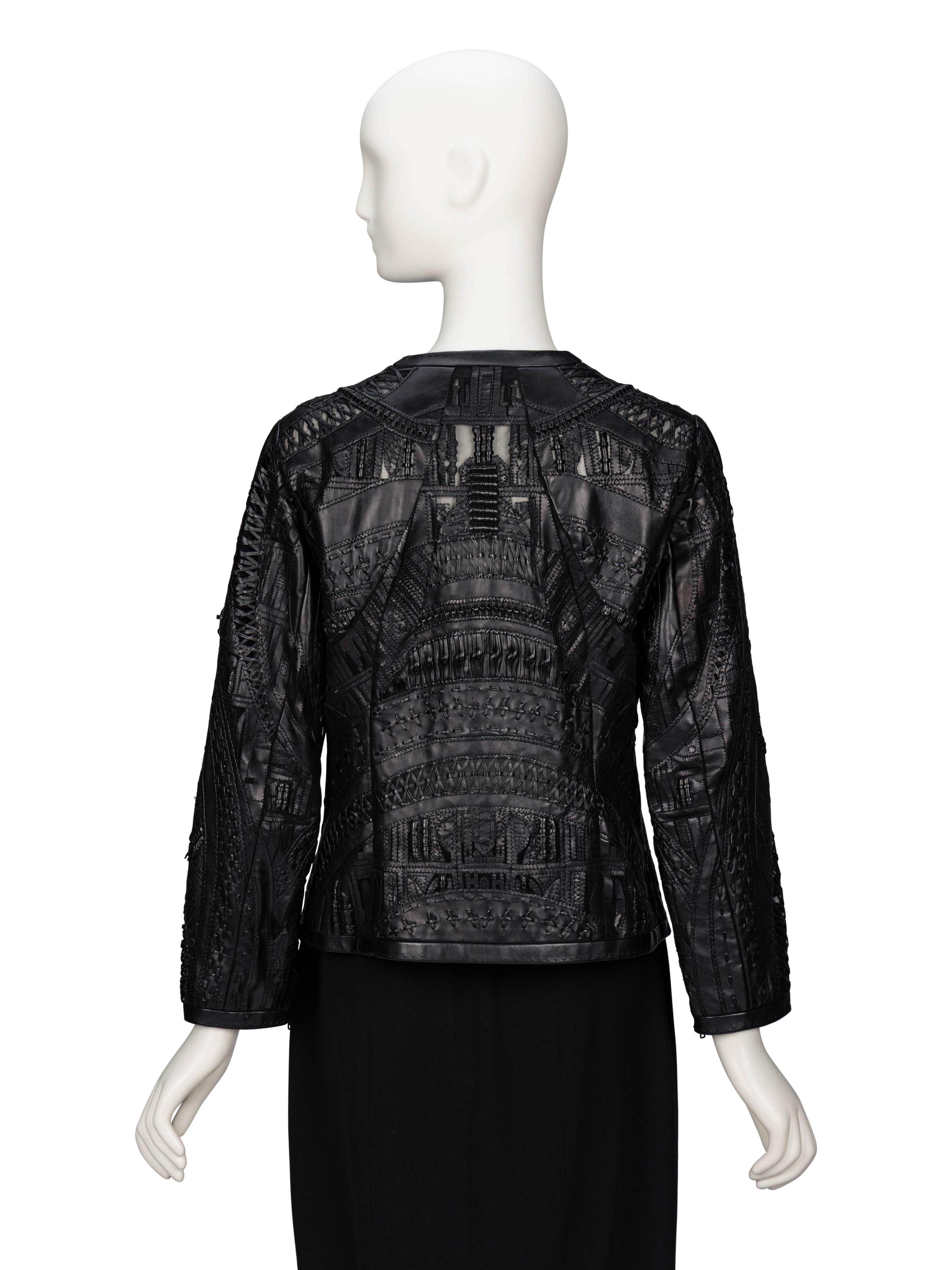 Ralph Rucci, Woven & Patchworked Leather Jacket