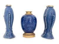 Three Chinese Export Cobalt-Glazed Vases