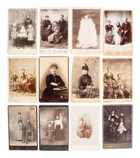 [EARLY PHOTOGRAPHY]. 83 cabinet & large format photos, incl. children, families, students, & a band