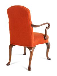 A Pair of Queen Anne Style Walnut Armchairs