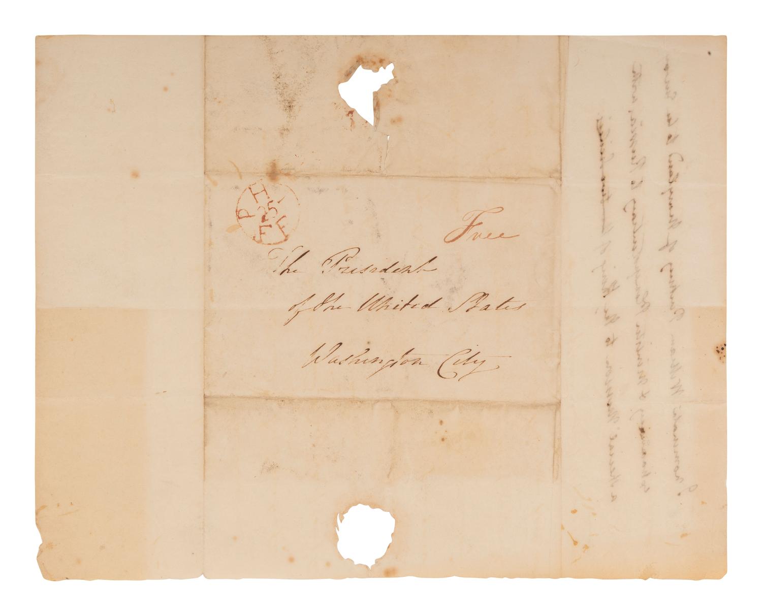 MADISON, James (1751-1836). Autograph note unsigned, nominating William Pinkney to a diplomatic position. With free-franked address leaf to verso.