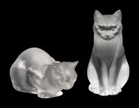 Two Lalique Cat Figures