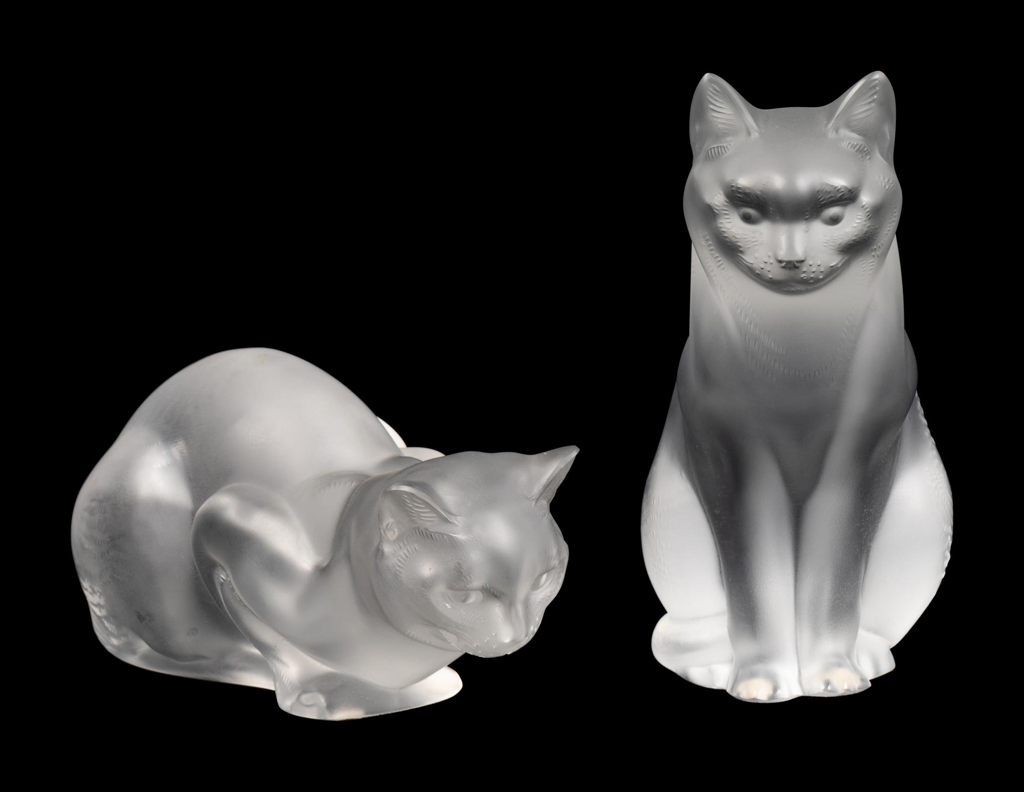 Two Lalique Cat Figures