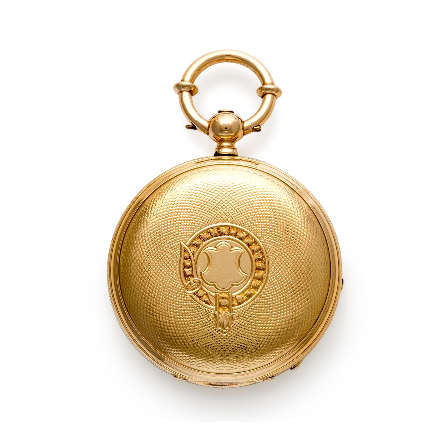 JACOT FRÉRES, YELLOW GOLD HUNTER CASE POCKET WATCH