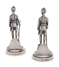 A Pair of Edwardian Silver Figural Menu-Card Holders