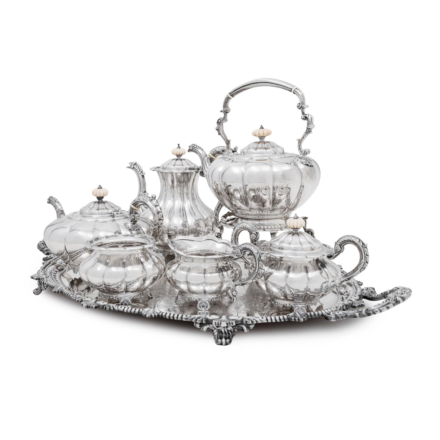 An English Silver Six-Piece Tea and Coffee Service