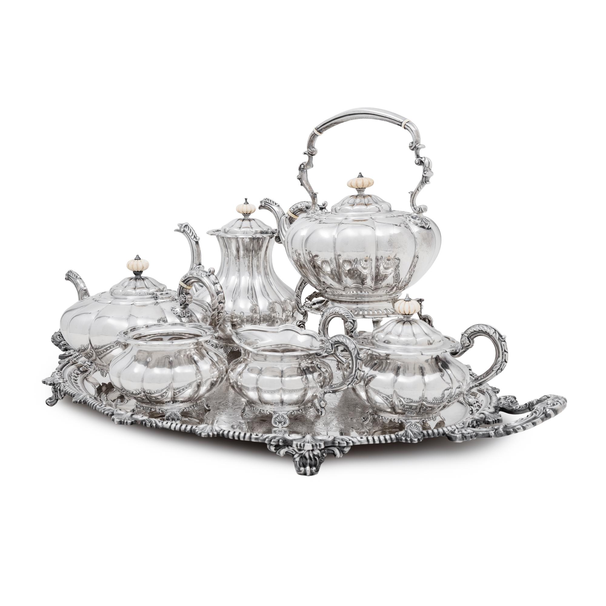 An English Silver Six-Piece Tea and Coffee Service