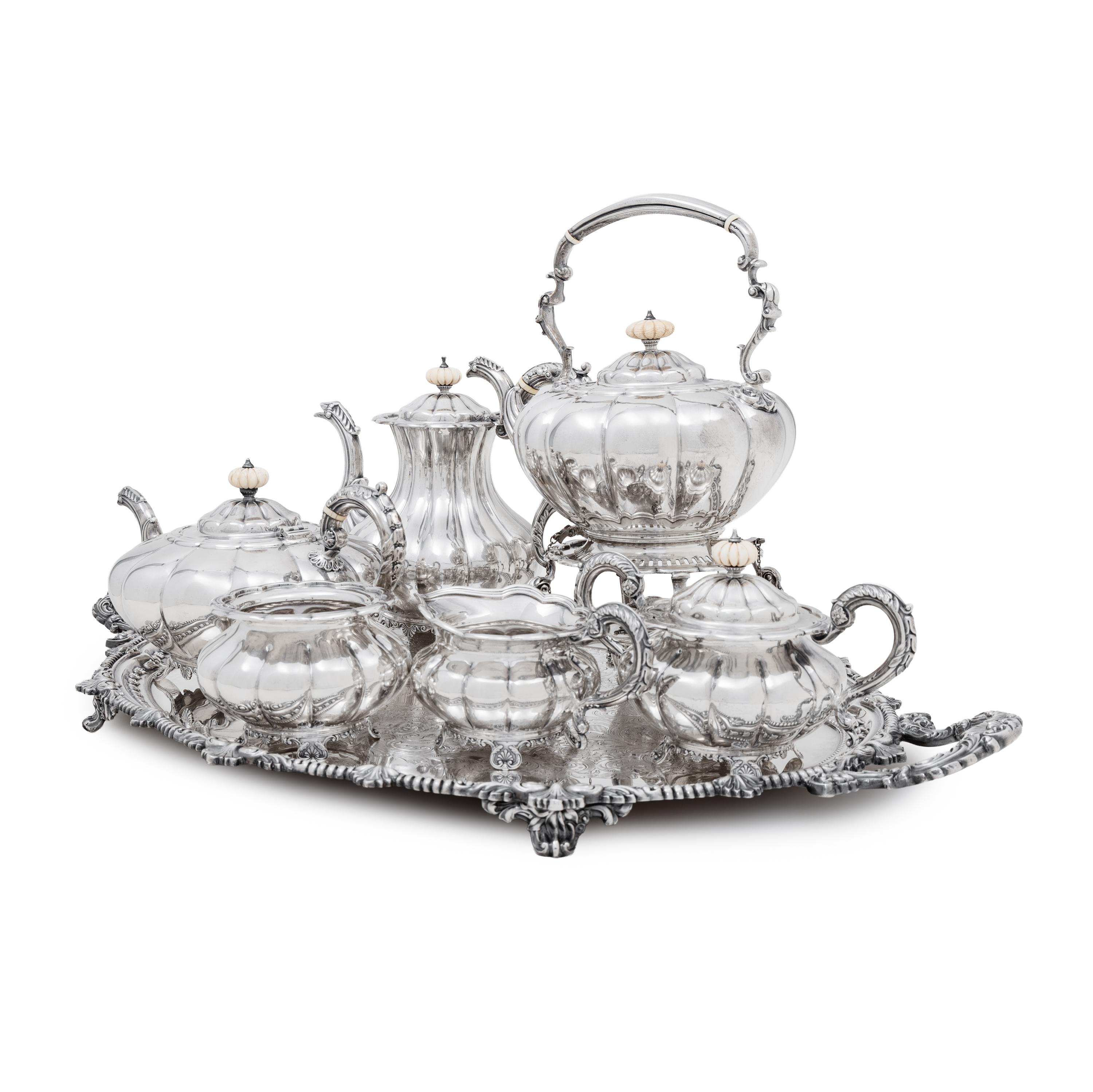 An English Silver Six-Piece Tea and Coffee Service