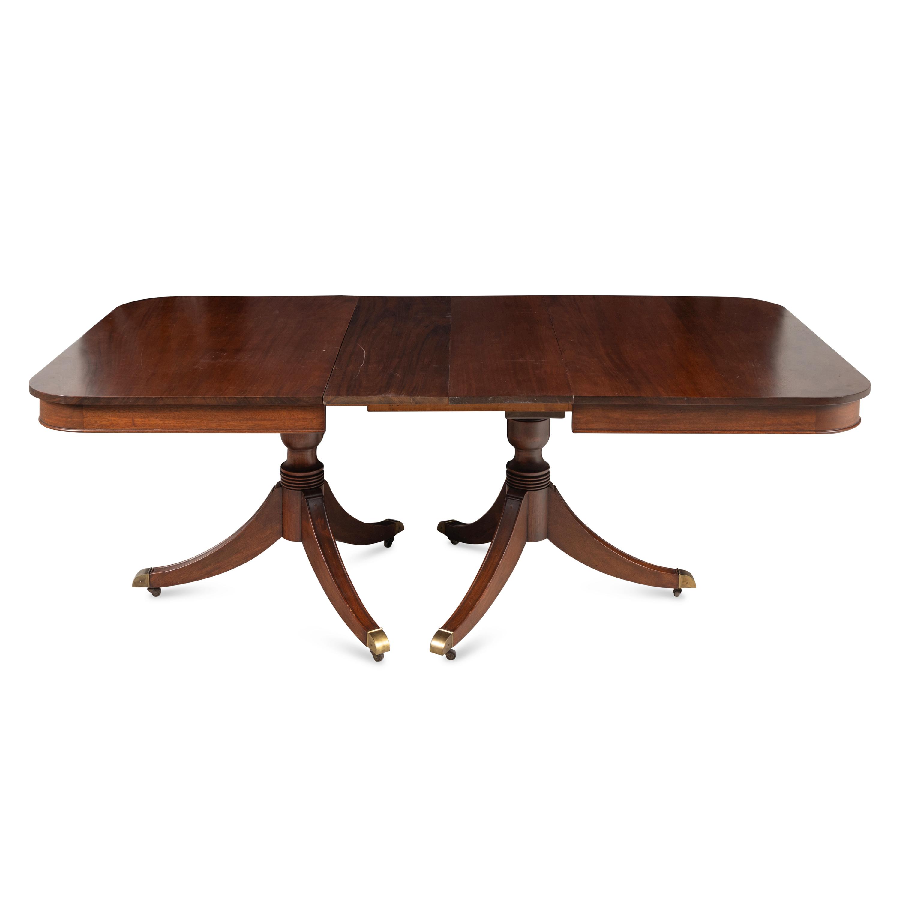 A George III Style Mahogany Double-Pedestal Dining Table