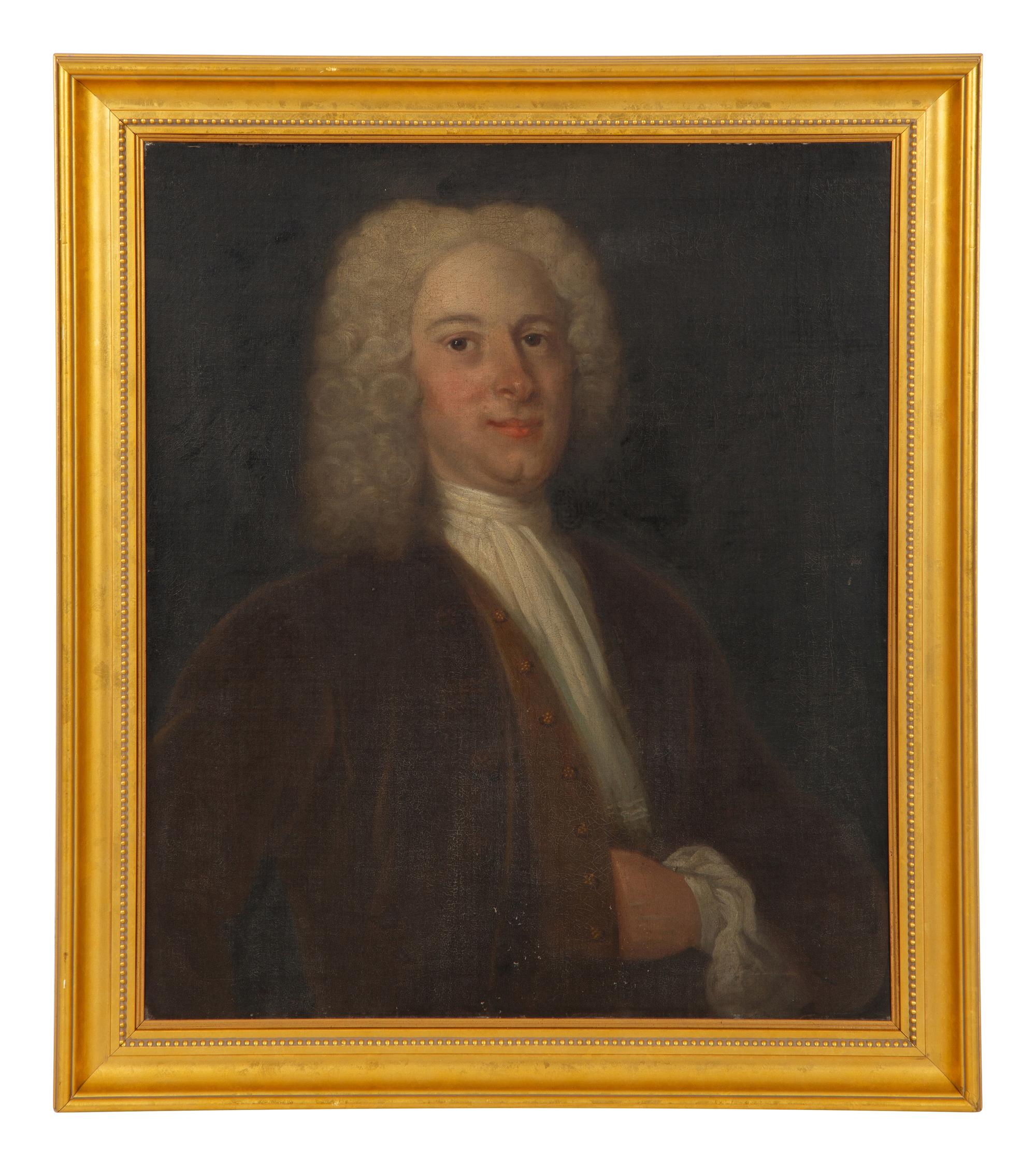 Portrait of a Gentleman , half-length, in a brown jacket and white cravat
