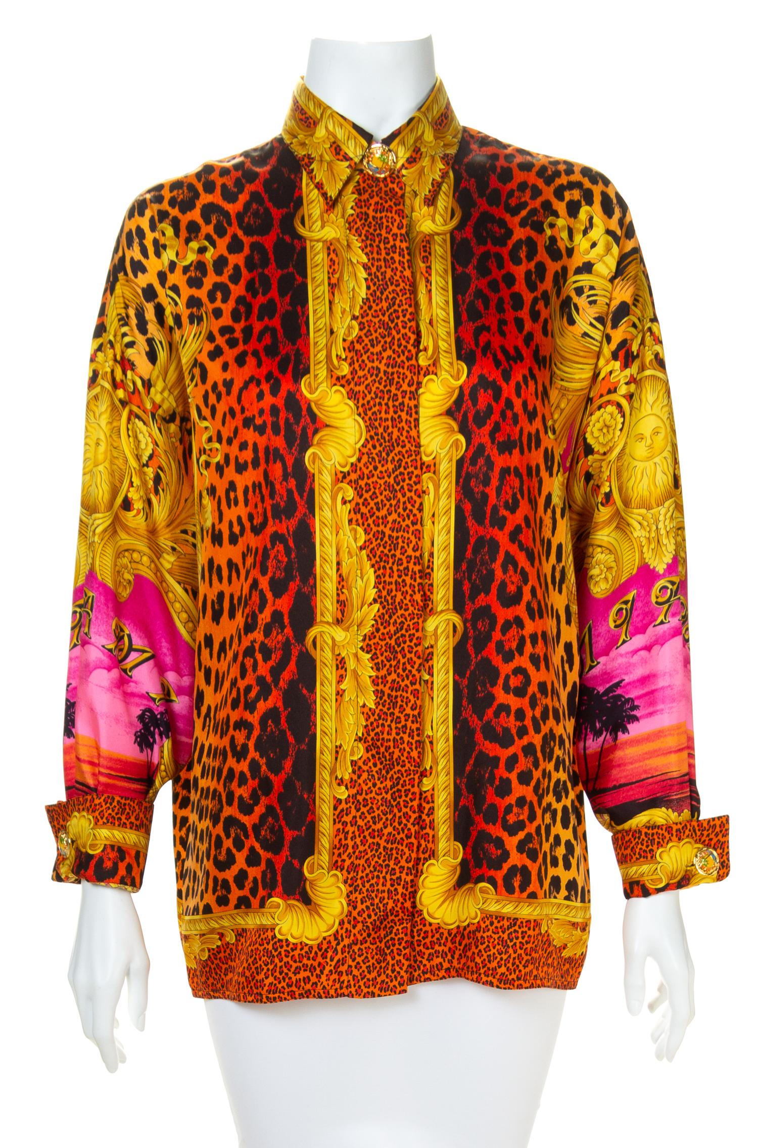 A Gianni Versace Silk Print Shirt, Size 44.