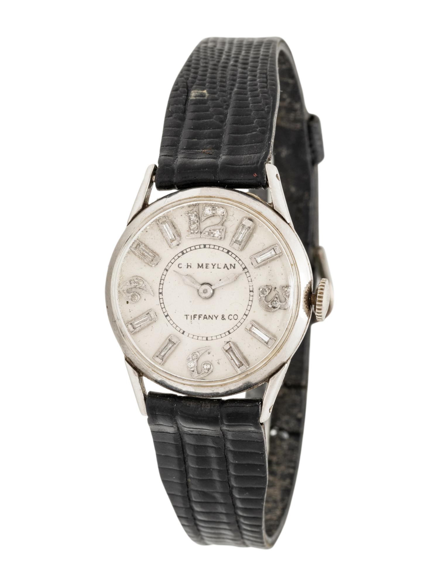 TIFFANY AND CO., C.H. MEYLAN, PLATINUM AND DIAMOND WATCH