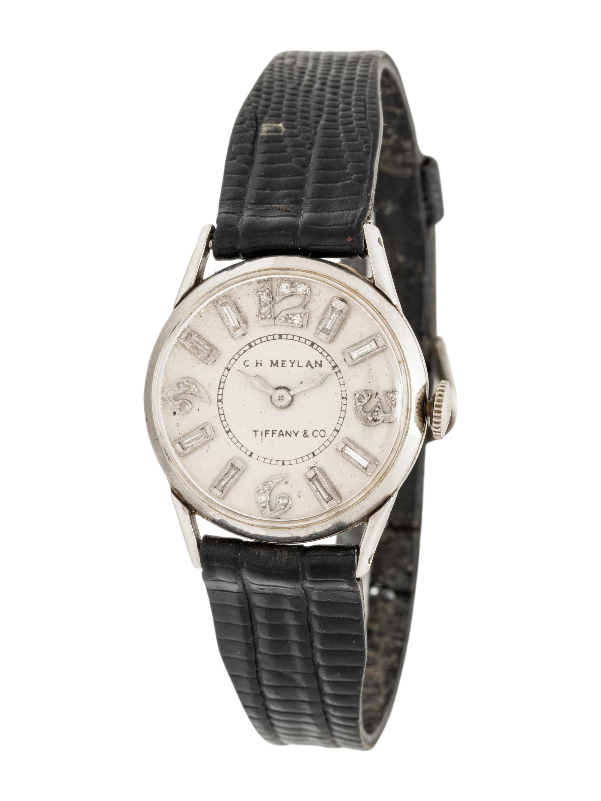TIFFANY AND CO., C.H. MEYLAN, PLATINUM AND DIAMOND WATCH