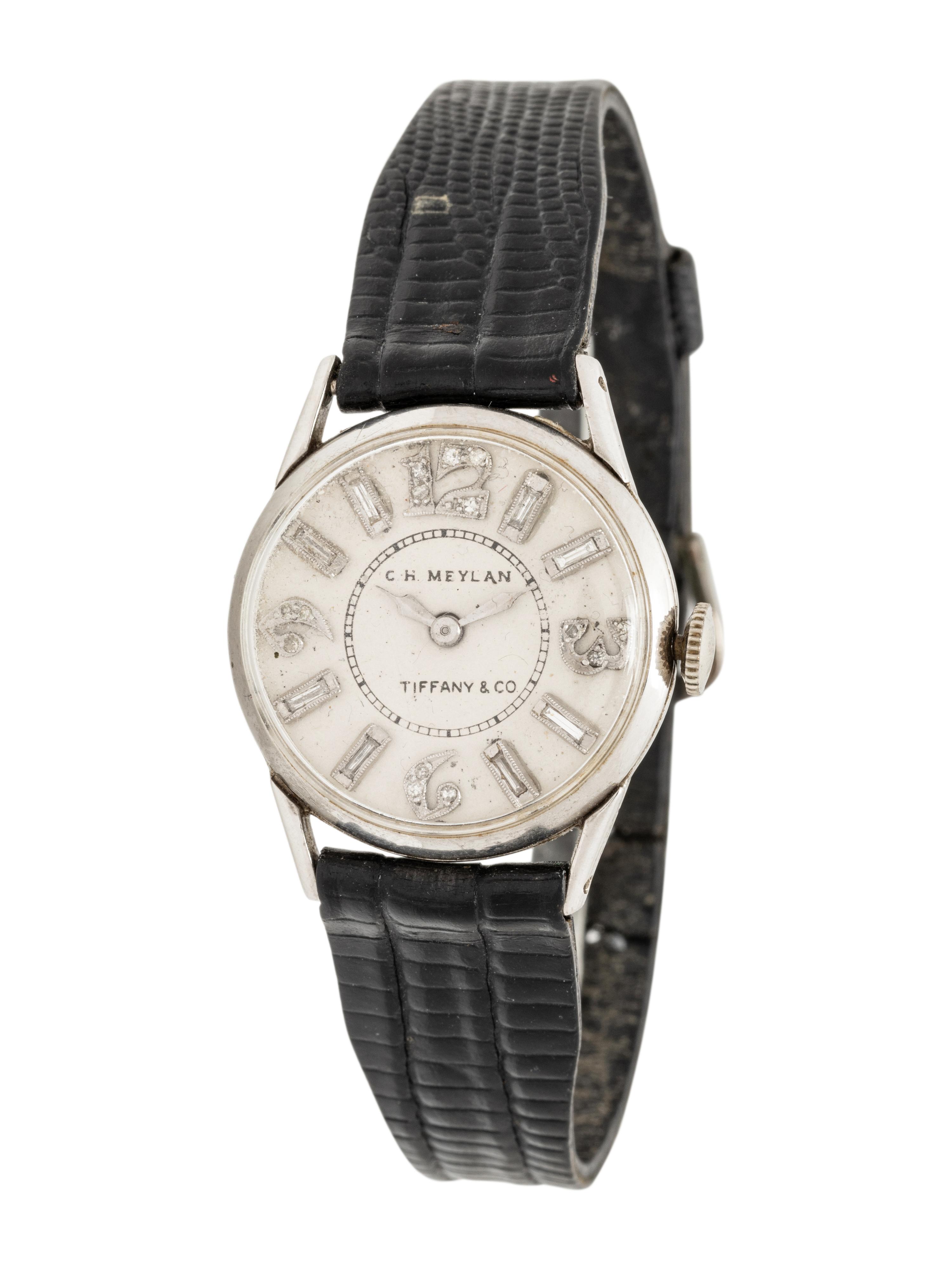 TIFFANY AND CO., C.H. MEYLAN, PLATINUM AND DIAMOND WATCH