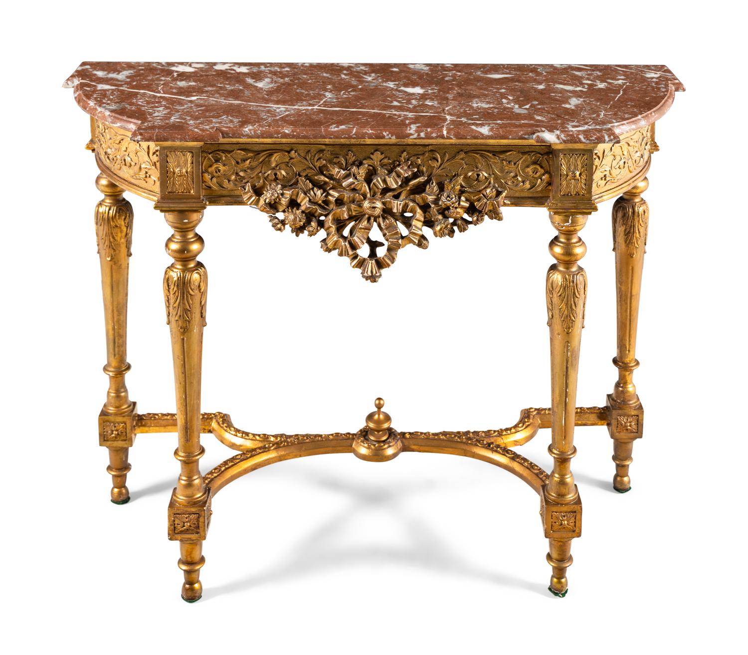 A Louis XVI Style Giltwood Marble-Top Pier Table