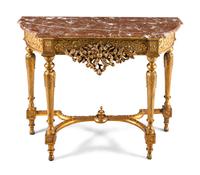 A Louis XVI Style Giltwood Marble-Top Pier Table