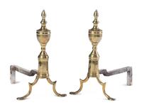 A Pair of Federal Brass Andirons