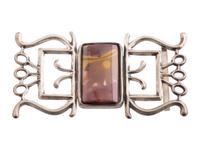 Large Navajo Sandcast Silver and Agate Belt Buckle