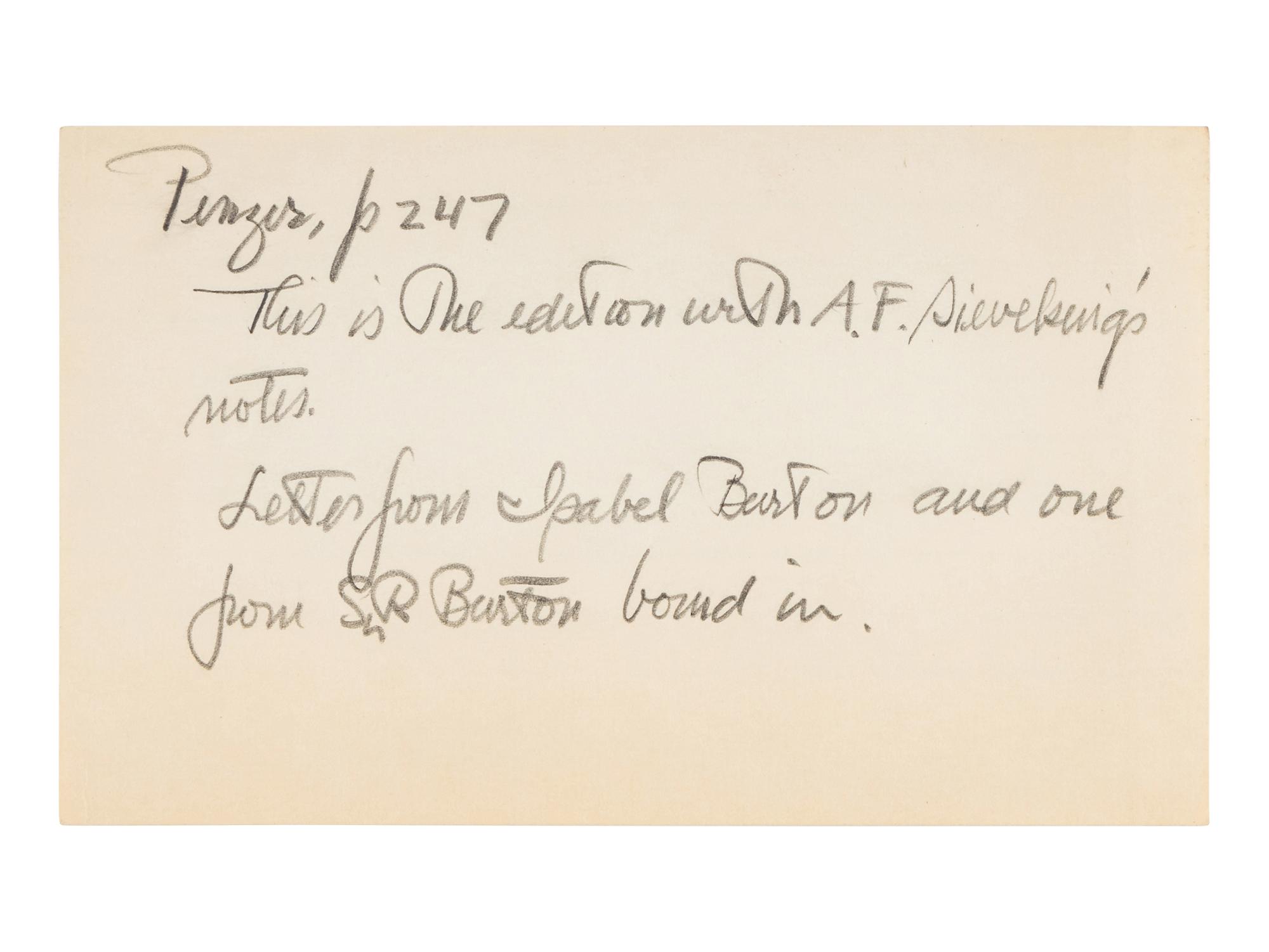 BURTON, Richard Francis, Sir (1821-1890). "Brief Notes Relative to the Division of Time, and Articles of Cultivation in Sind; to Which are Appended Remarks on the Modes of Intoxication in that Province. By Lieutenant R.F. Burton and the late Assistant Surgeon J.E. Stocks... Submitted to Government on the 2nd March 1848." -- "Notes Relative to the Population of Sind; and the Customs, Language, and Literature of the People; &c. &c... Submitted to Government on the 31st December 1847." In: Selections from the Records of the Bombay Government, No. XVII. -- New Series. [Part II]. Bombay: Printed for the Government at the Bombay Education Society's Press, 1855.