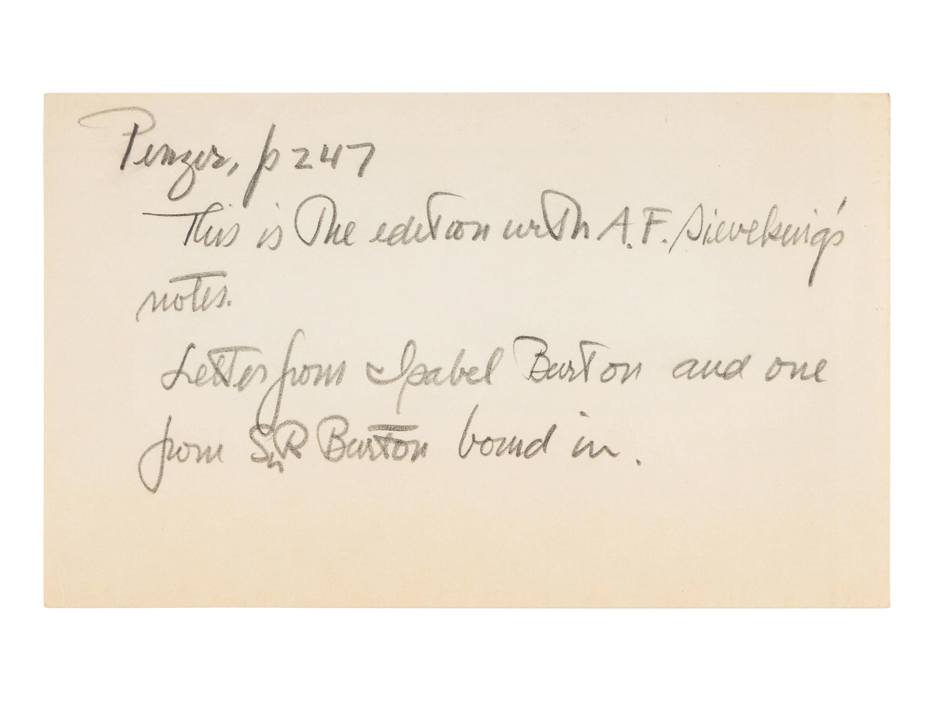 BURTON, Richard Francis, Sir (1821-1890). "Brief Notes Relative to the Division of Time, and Articles of Cultivation in Sind; to Which are Appended Remarks on the Modes of Intoxication in that Province. By Lieutenant R.F. Burton and the late Assistant Surgeon J.E. Stocks... Submitted to Government on the 2nd March 1848." -- "Notes Relative to the Population of Sind; and the Customs, Language, and Literature of the People; &c. &c... Submitted to Government on the 31st December 1847." In: Selections from the Records of the Bombay Government, No. XVII. -- New Series. [Part II]. Bombay: Printed for the Government at the Bombay Education Society's Press, 1855.