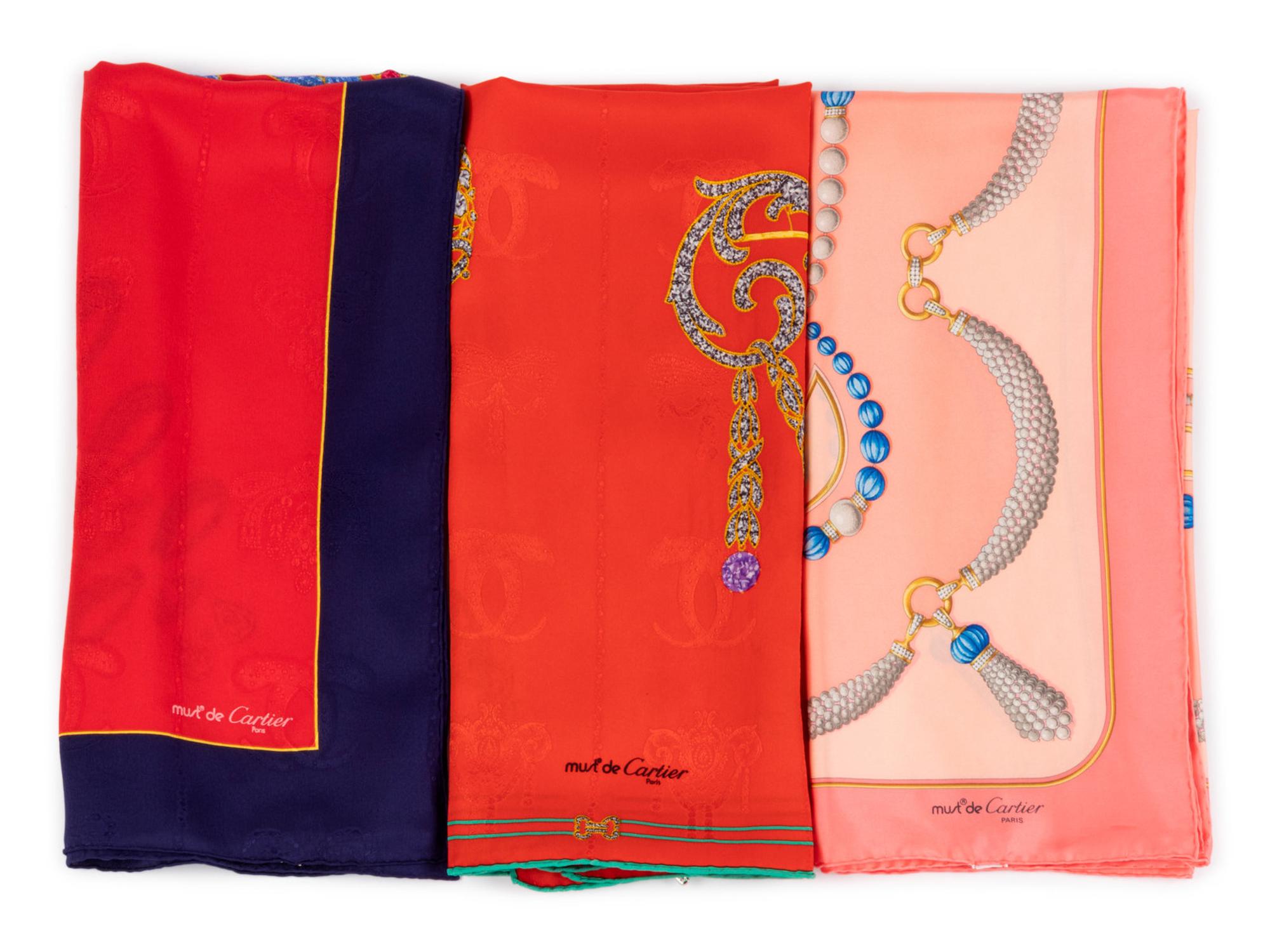 Collection of Five Cartier Scarves, 1980-2000s