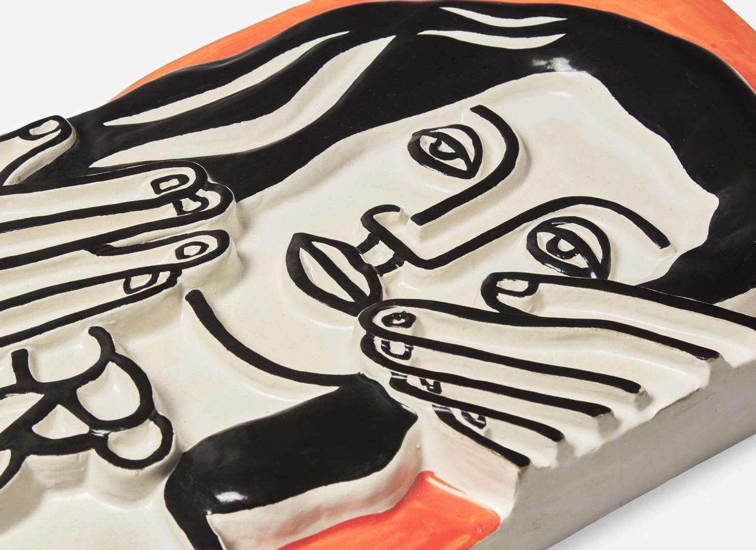 After Fernand Léger (French, 1881-1955) - Visage aux Deux Mains sur Fond Orange