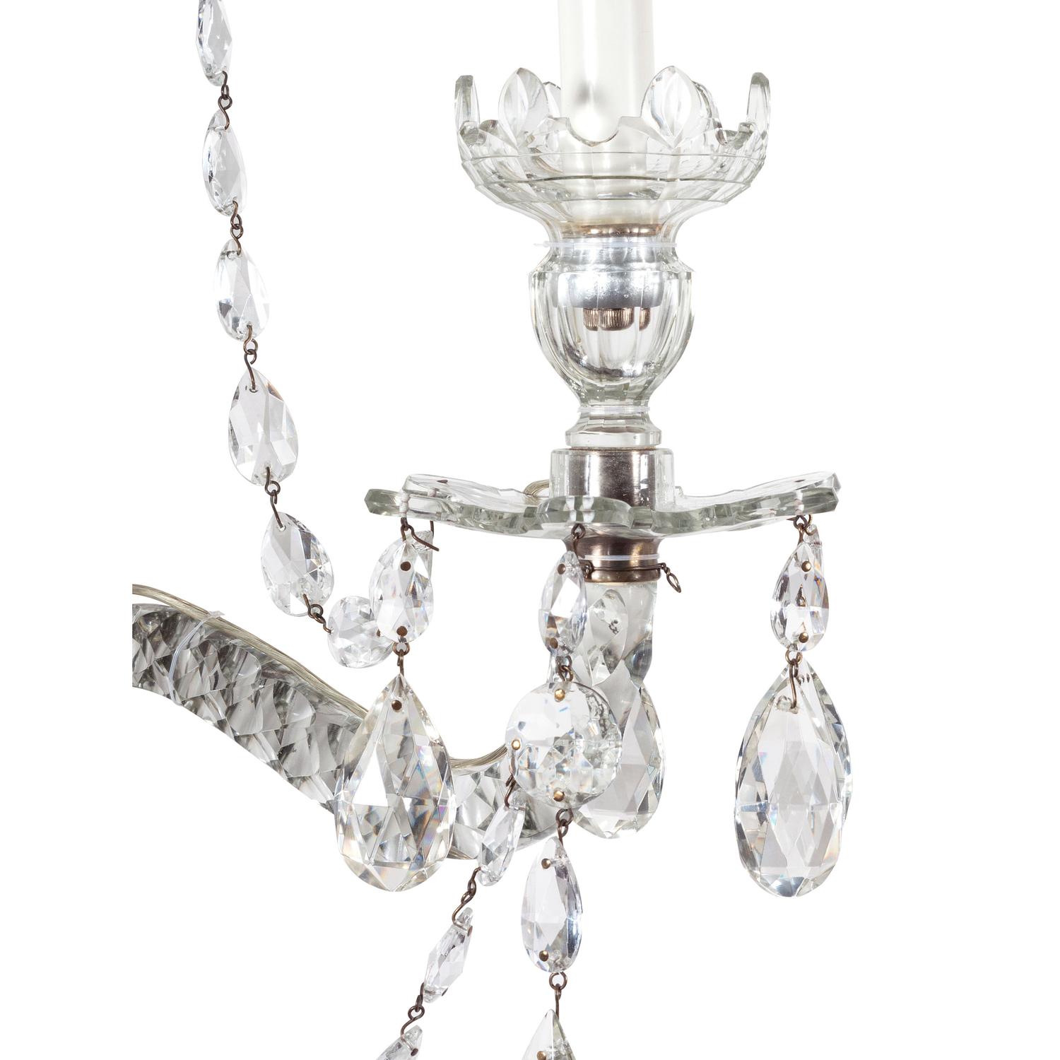 A Pair of Georgian Style Cut Glass Sconces