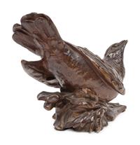 Two Sculptures: Winter Bird, edition 1/100, together with unmarked bird bronze